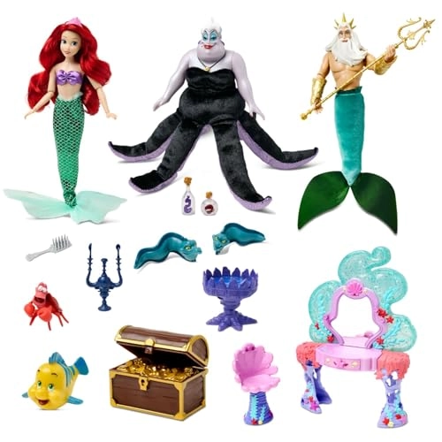 Ariel Doll + Ursula Doll + King Triton Doll + Sebastian Figure + Flounder Figure + Flotsam Figure + Jetsam Figure