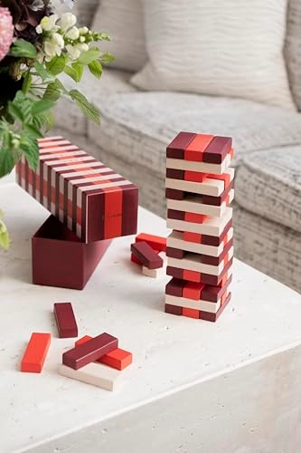 Tumbling Towers - Red Solid Wood