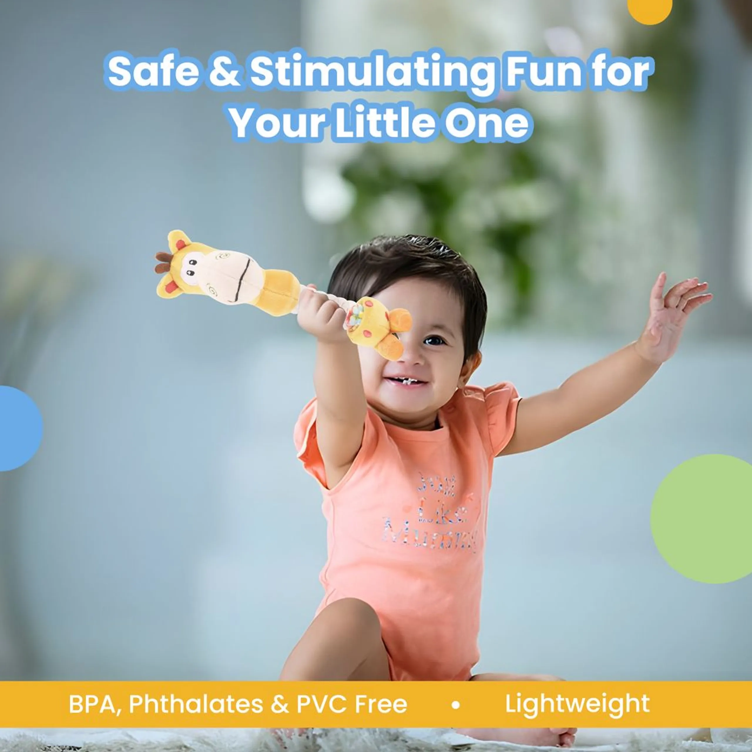 Playtime Giraffe Rattle - Suitable For 0 to 12 Years soft, plush material