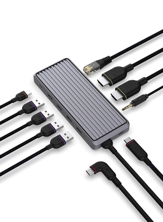 10 Port USB-C Hub - Dual Display 4K@60Hz 100W