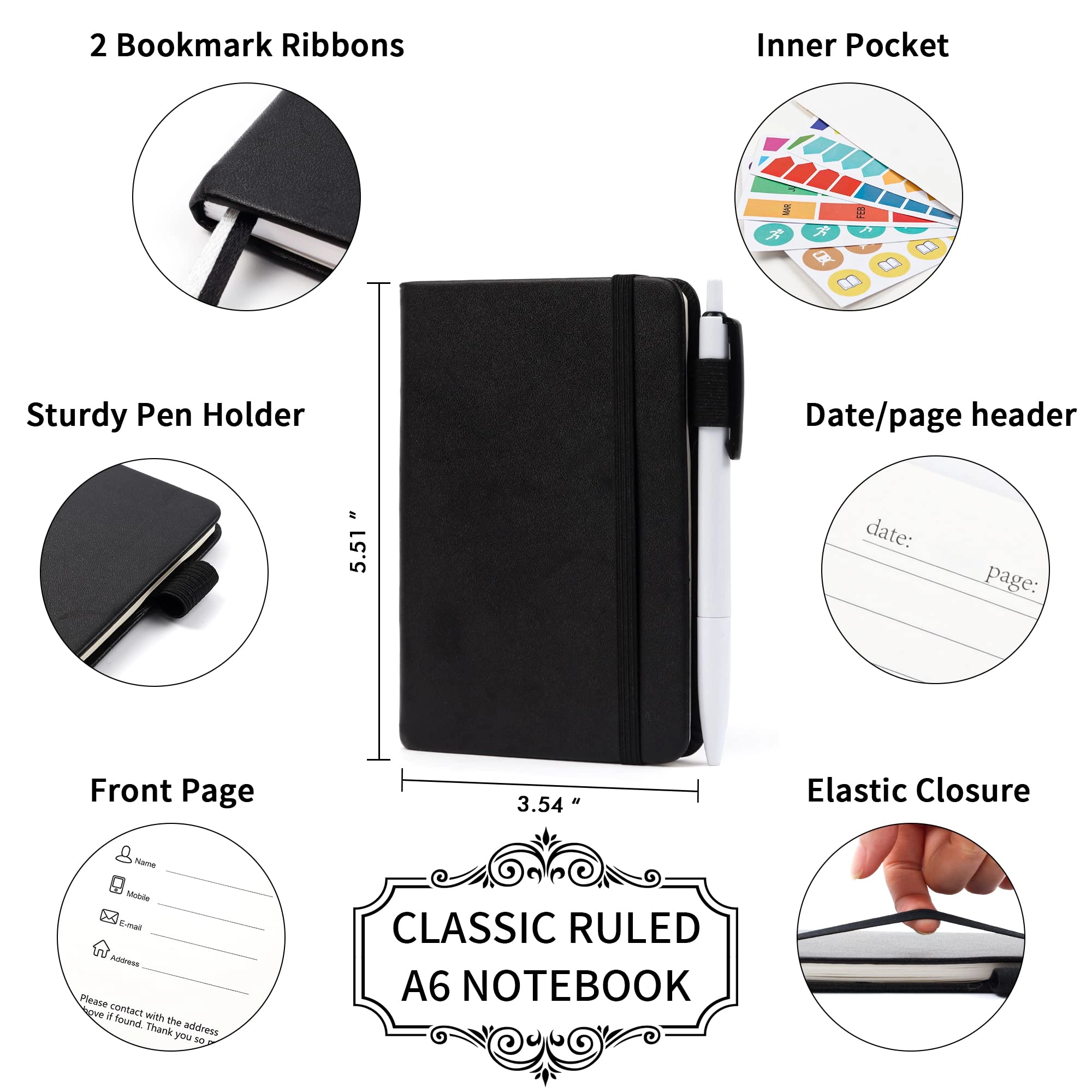 Pocket Notebook A6 Hardcover - Lined 56 Sheets