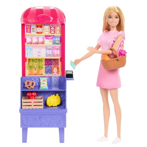 Malibu Fashion Doll + Teresa Fashion Doll + Market Playset - 11 Accessories Ages 3+