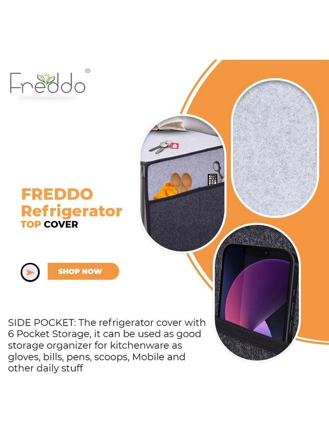 Refrigerator Top Cover - 5 Pocket 35 x 24 inch Grey Black