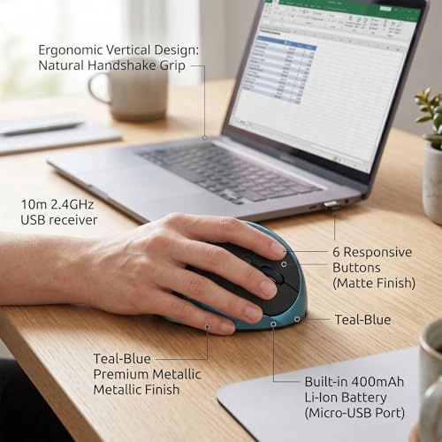 Vertical Mouse - Bluetooth 2.4G