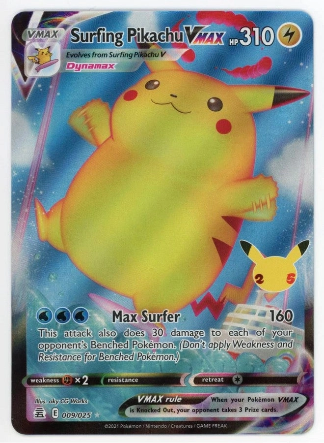Pokemon Surfing Pikachu VMAX 009/025 - English + Toploader