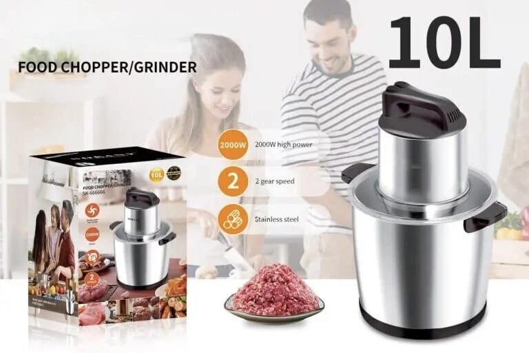 Heavy Duty Food Chopper Mincer Grinder - 2000W 10L 2 Grind Speeds