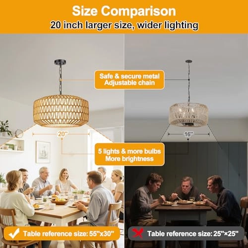 Farmhouse Chandelier - Dimmable