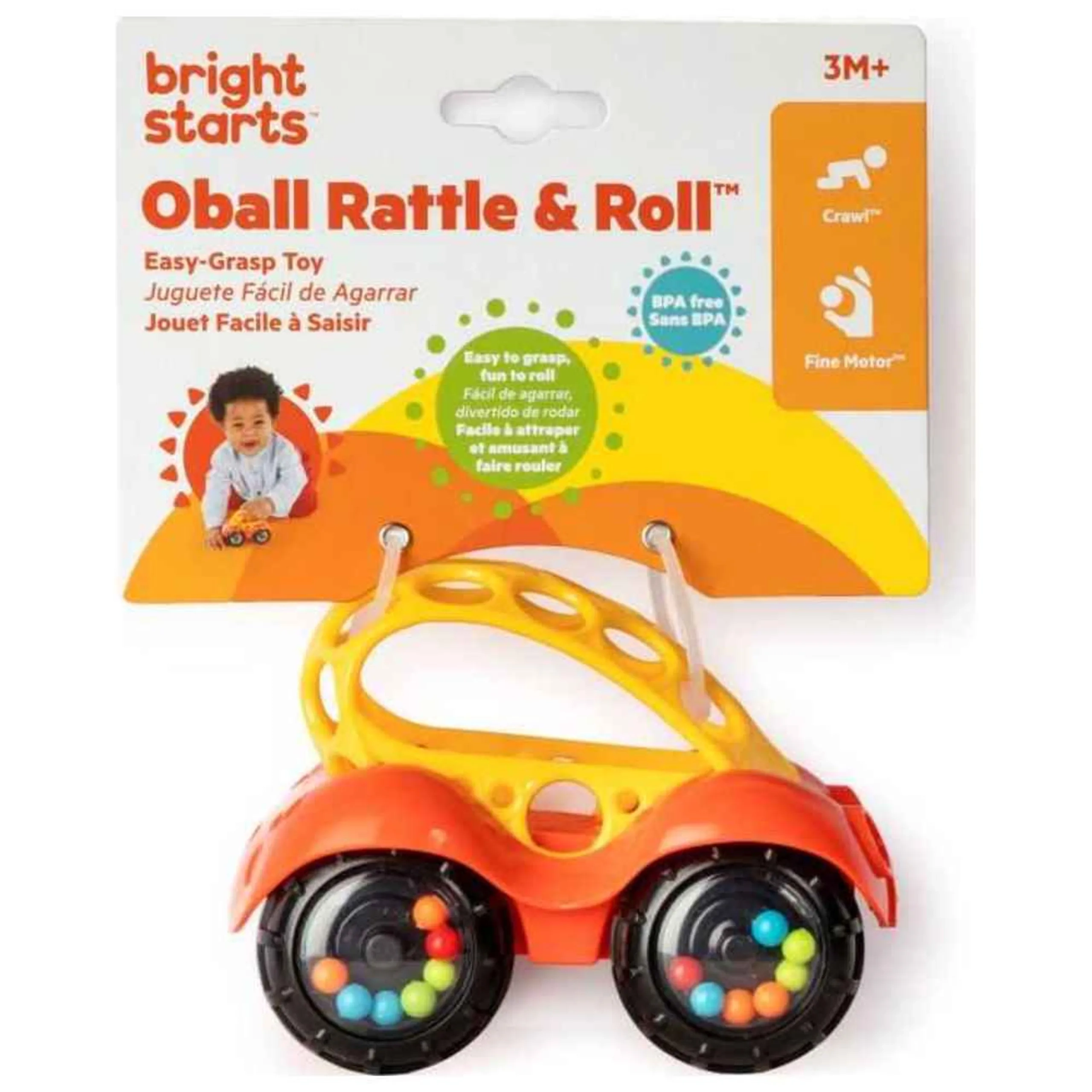 Rattle & Roll Toy - Suitable for 3 months & above Oball 1pc