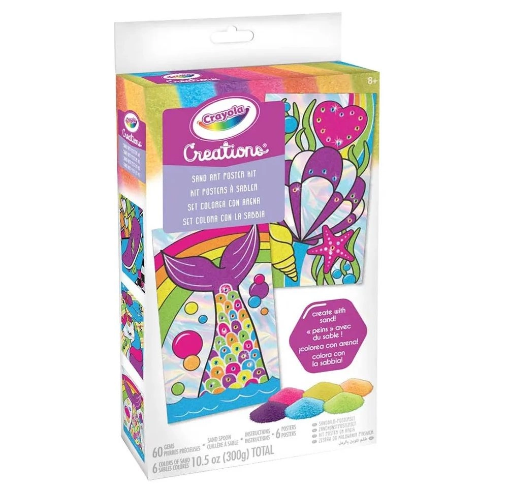 Creations Sand Art Poster Kit - 60 Gems 1 Sand Spoon 6 Colors of Sand 6 Posters