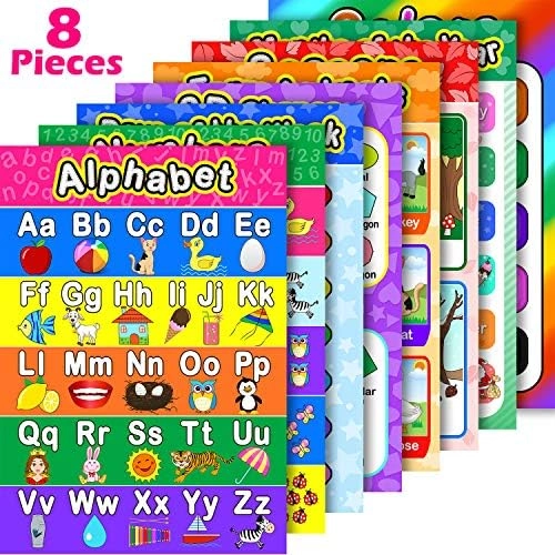 Blulu 8 Educational Preschool Posters - 250 gsm cardstock 40 x 28 cm