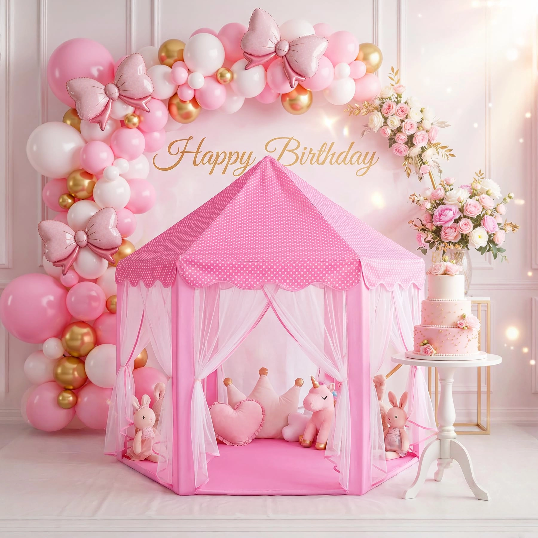 Princess Castle Play Tent - 48 x 48 x 52 inches Pink