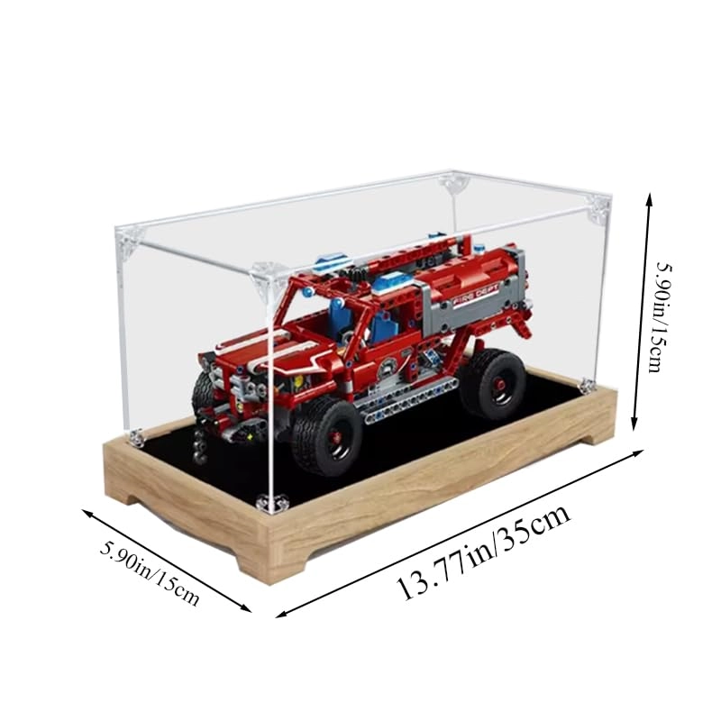 Clear Acrylic Display Case (42075) - Wood Bottom 13.77x5.90x5.90in.