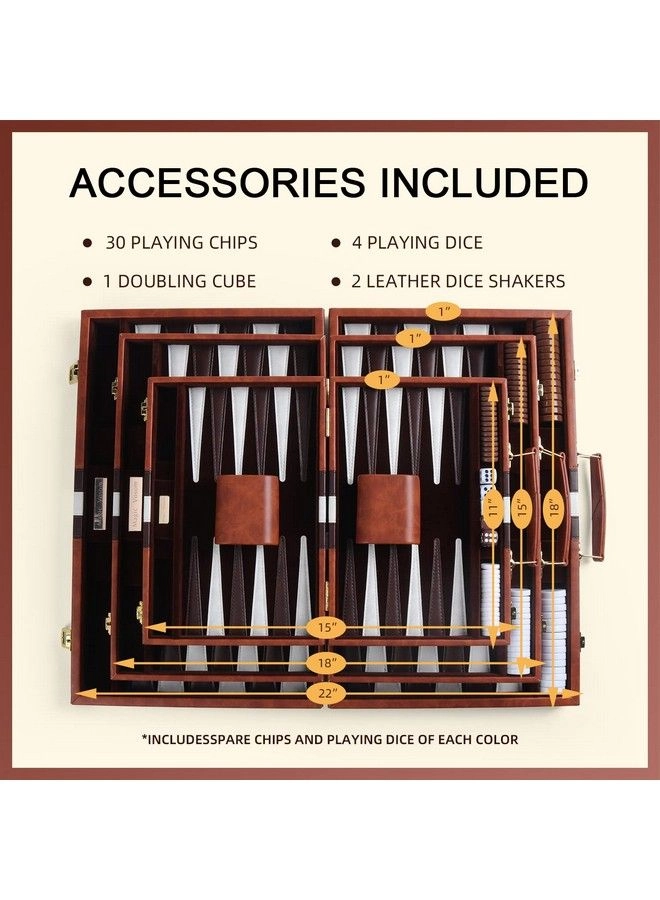 Backgammon Set - 11 Inch Blue Premium Leather Case