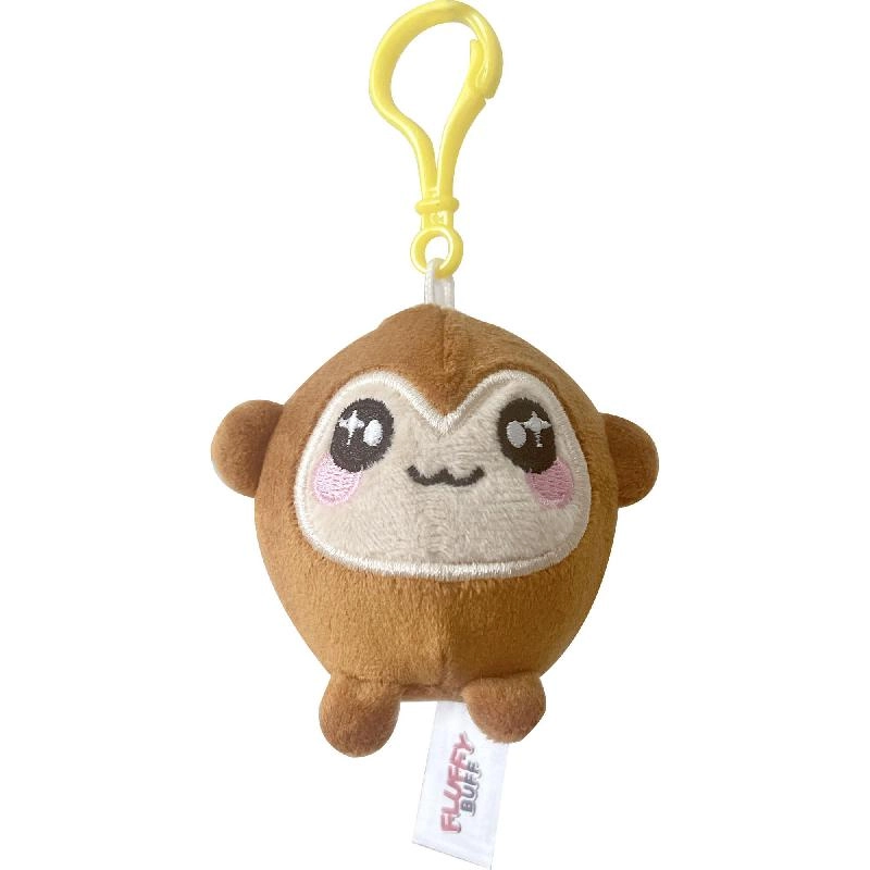 FLUFFY BUFF Stress Ball Monkey - Brown Keychain