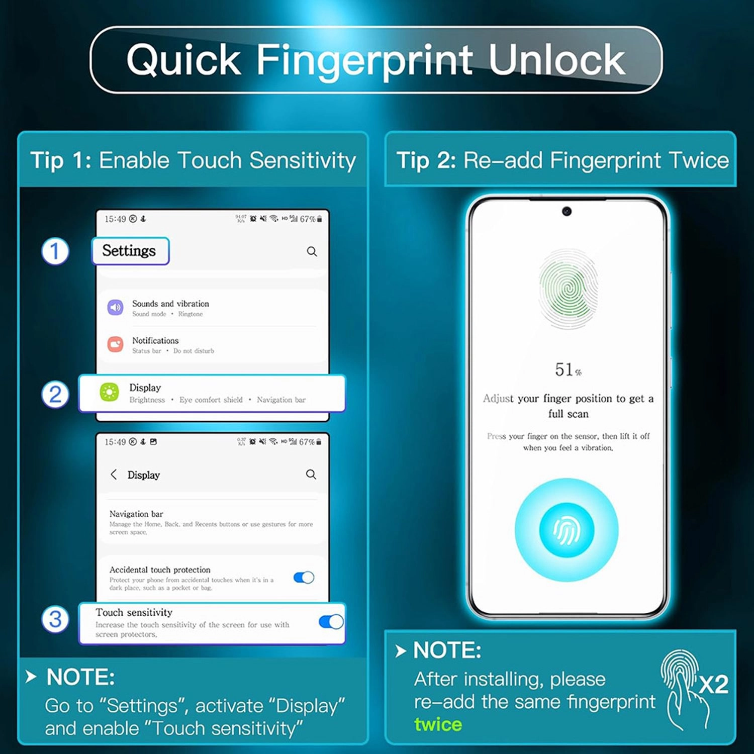Clear Tempered Glass Screen Protector for Samsung Galaxy S25