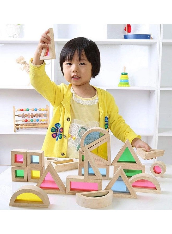 Wood Building Blocks - Rainbow 24 pcs