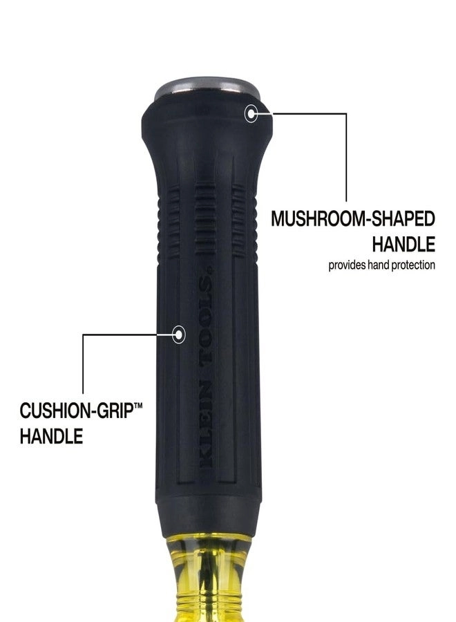 6004DD Keystone Demolition Screwdriver - 1/4-Inch Steel Tip Cushion-Grip Oversized Strike Cap Square Shank with Wrench Assist