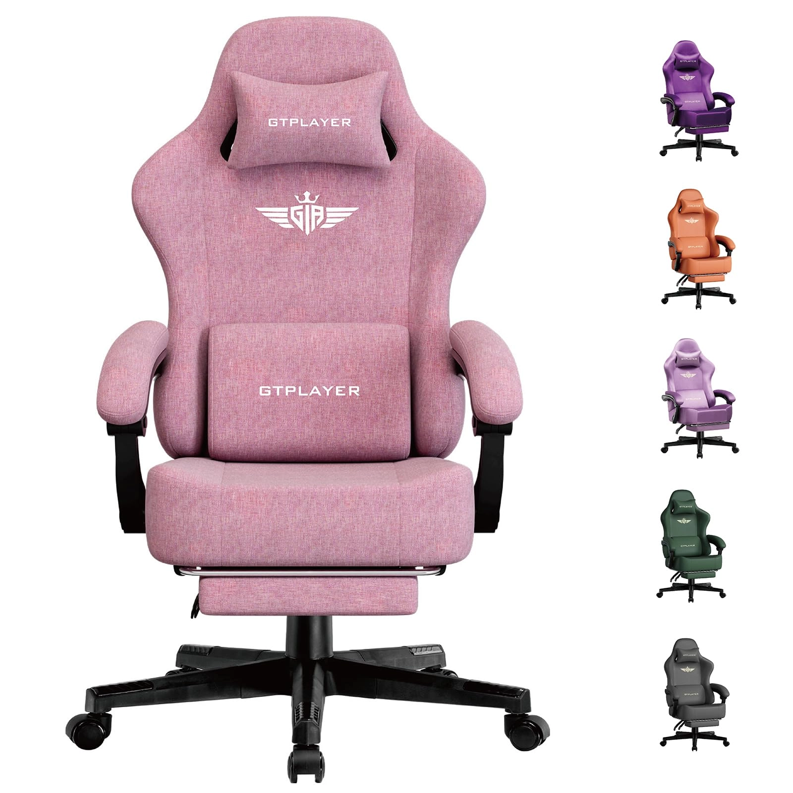 Fabric Gaming Chair - Ergonomic Footrest