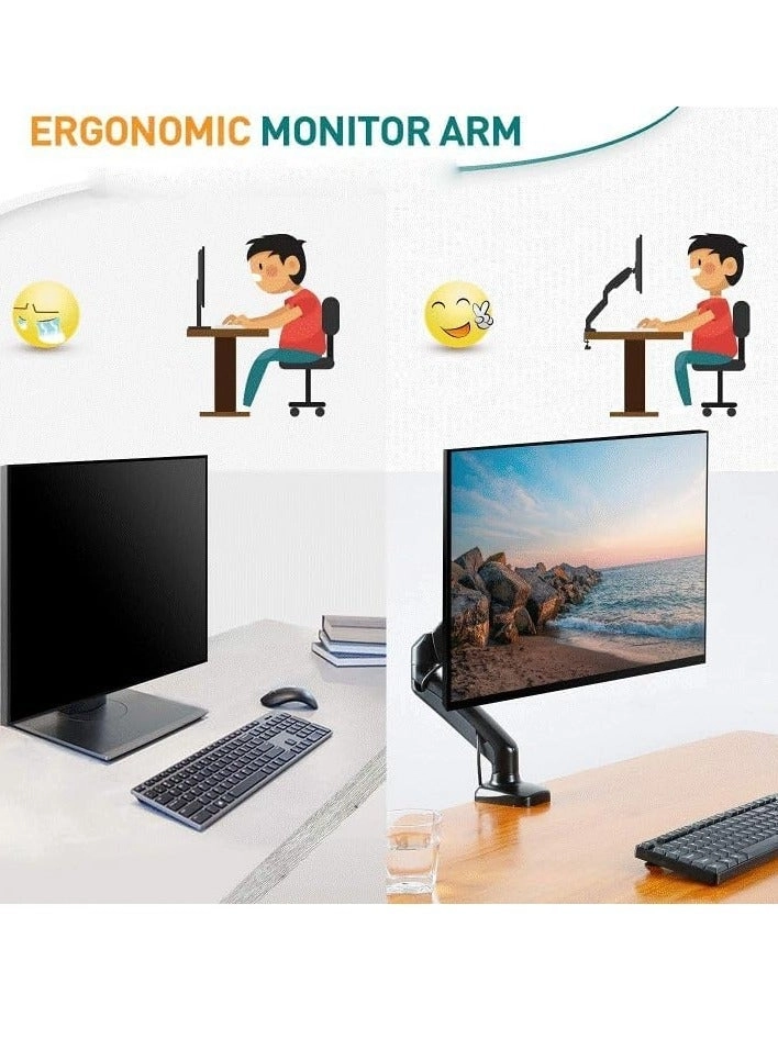 Single Monitor Arm - Single 13-32 Inch VESA 75x75/100x100mm