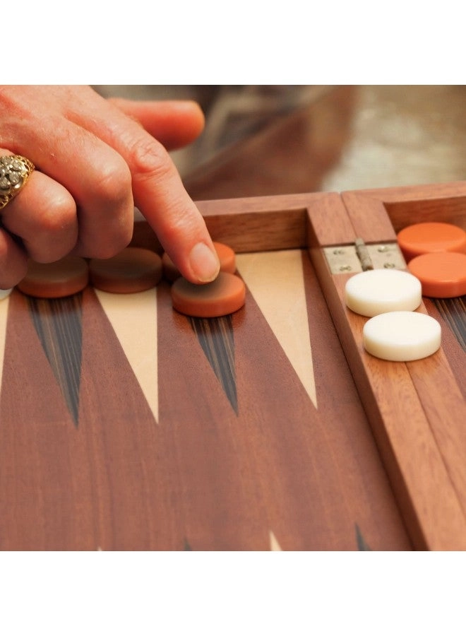 Wood Inlay Backgammon Game Set - Brown Acrylic