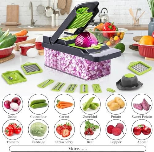 Multifunction Vegetable Chopper - 14-in-1 Manual Multicolor