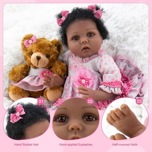 Reborn Baby Doll - 22 Inch Cotton Vinyl African American Ages 3+