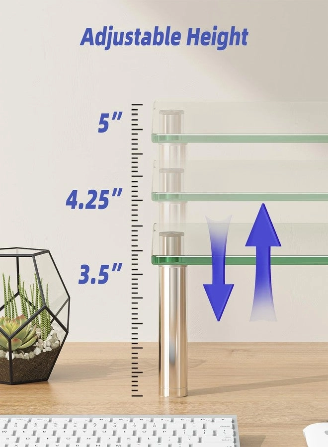 Computer Monitor Riser - 6mm Tempered Glass Height Adjustable Pack