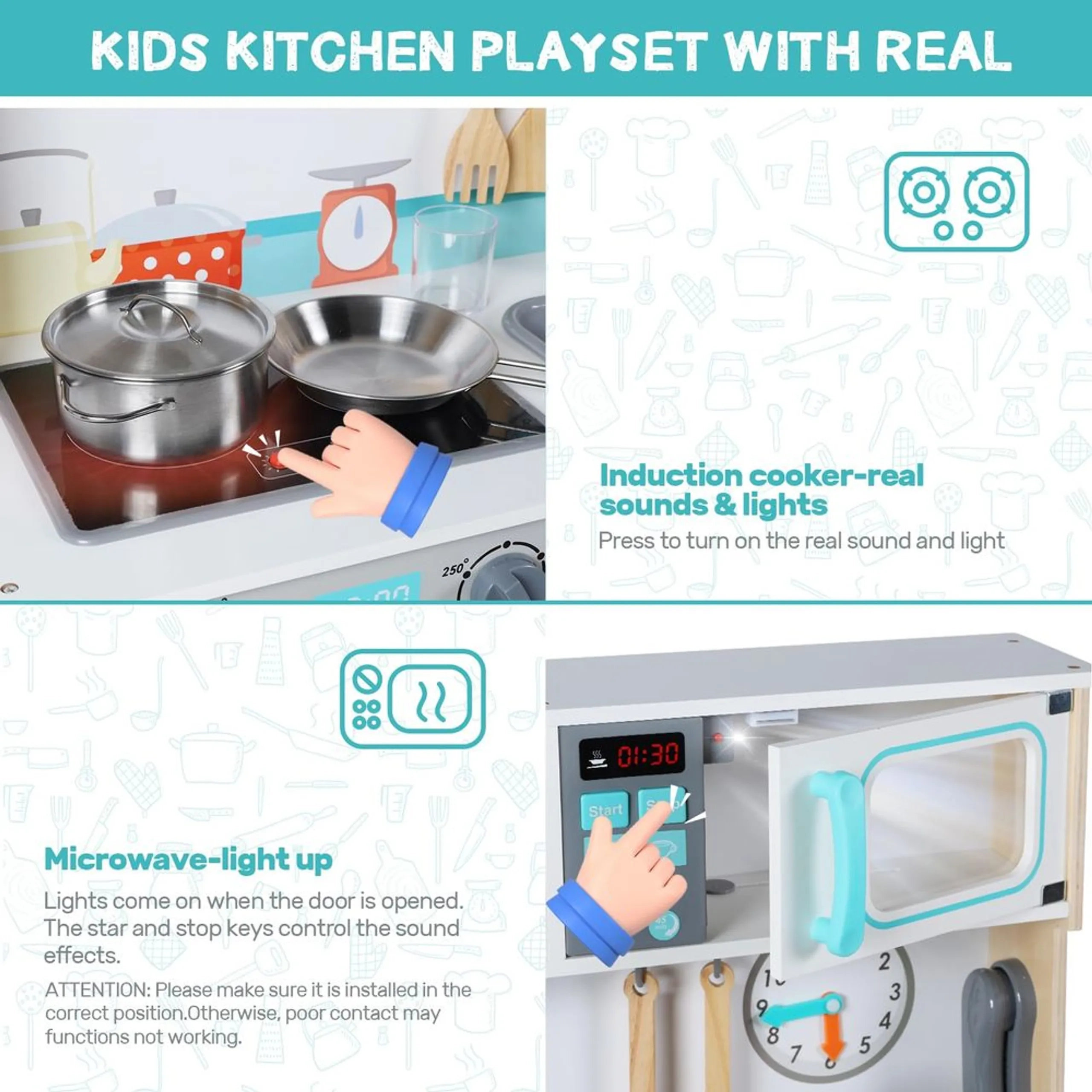 Kids Kitchen - Wooden Pretend Playset (5551007-GYT20028-2)