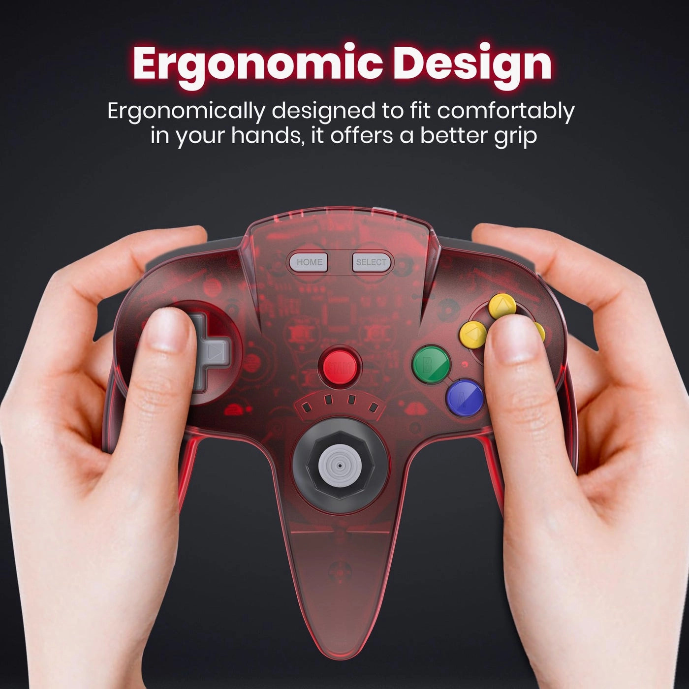 Wireless N64 Switch Online Controller - Clear Red/Yellow N64 / Switch Online/NSO Pack