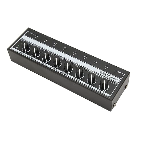 8 Channel Stereo Headphone Amplifier - Independent Volume Control 100-240V