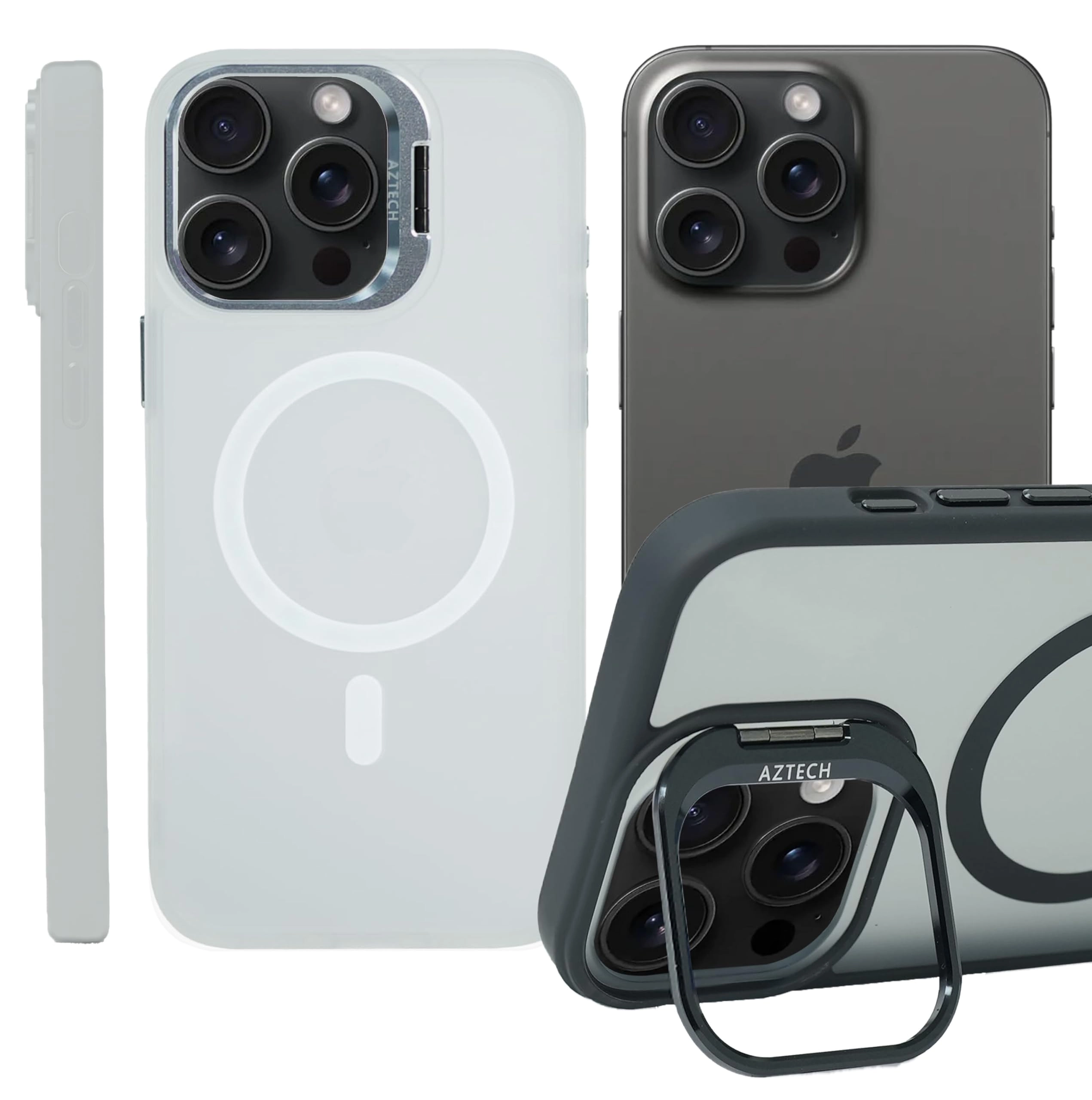 Magnetic Phone Case with MagSafe for iPhone 15 Pro Max - 360° Ring Stand Anti-Slip Drop-Proof