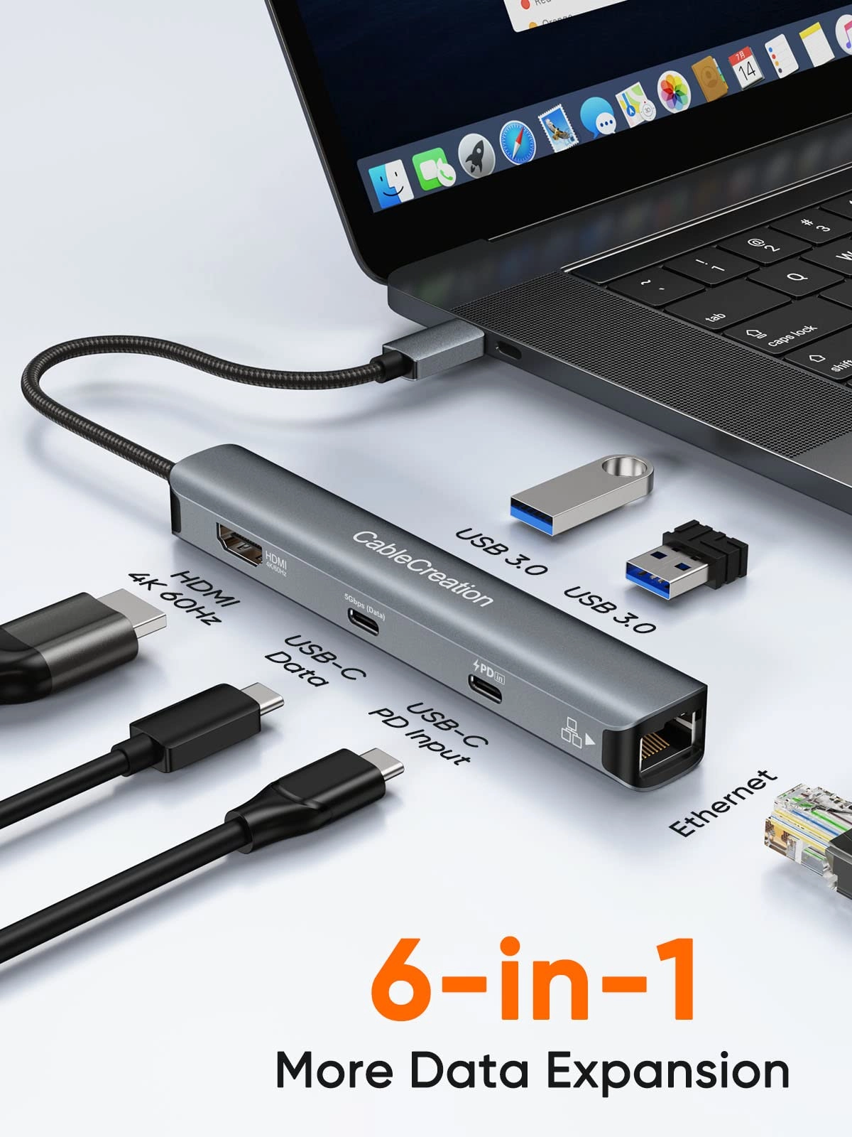 6-in-1 USB-C Hub - USB-C