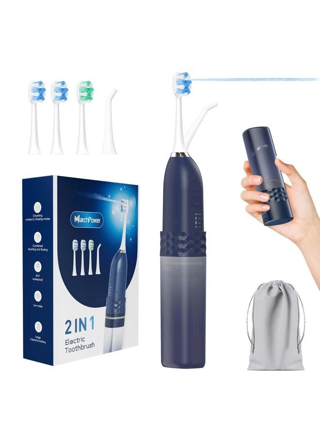 Electric Toothbrush with Water Flosser - 2-in-1 Cordless 3 Brush Heads