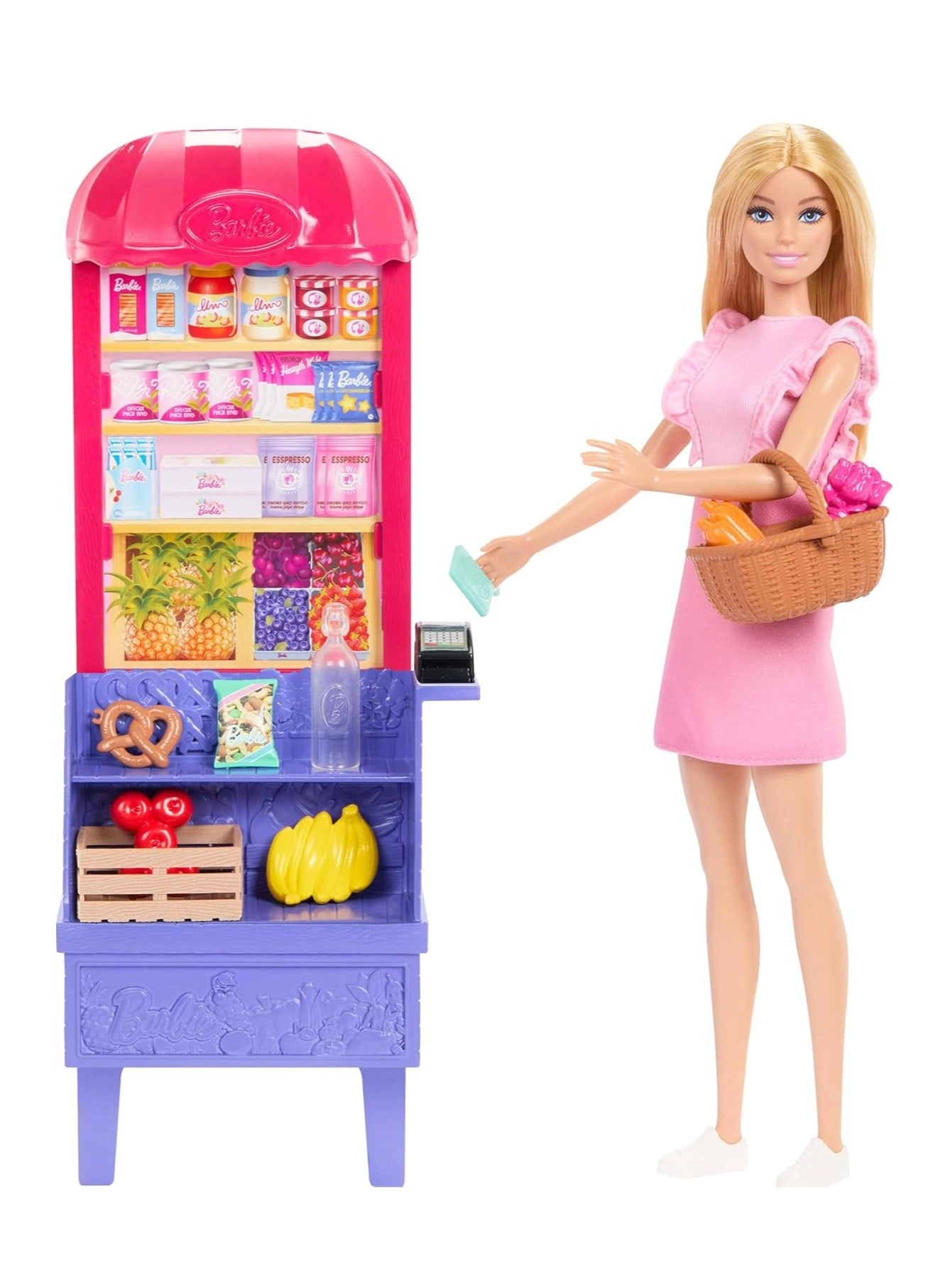 Malibu Fashion Doll + Teresa Fashion Doll + Market Playset - 11 Accessories Ages 3+