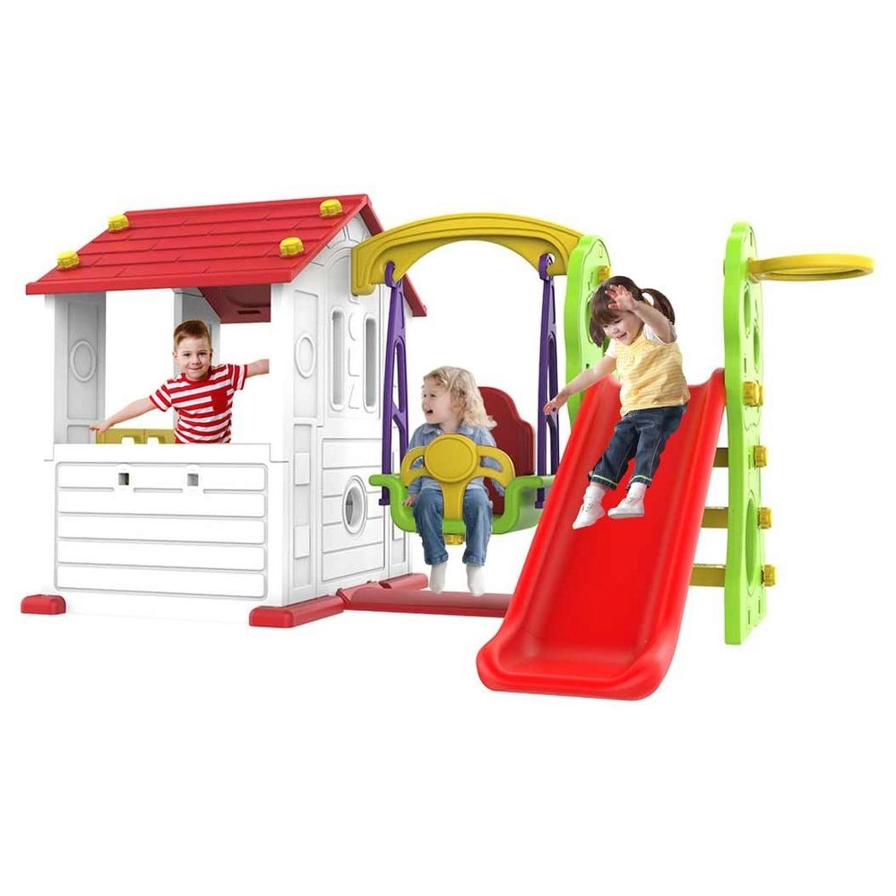 Sun N Shine Big Playhouse - Slide Swing Basketball Ring