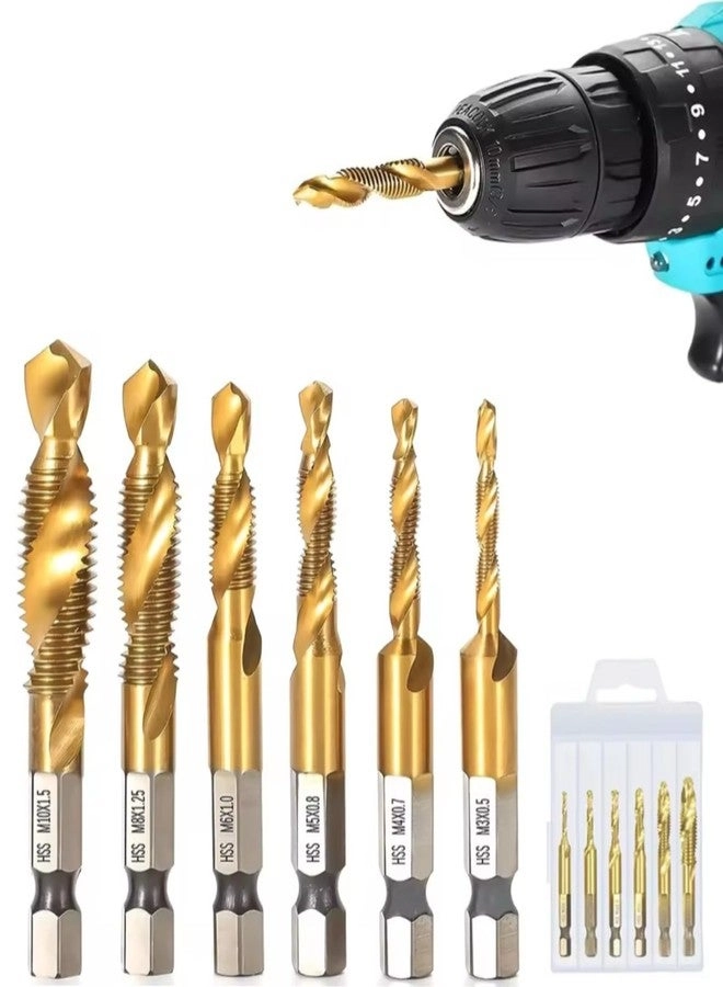 Sunkizzrs HSS Spiral Drill Screw Tap Bit Set - 6-Pcs