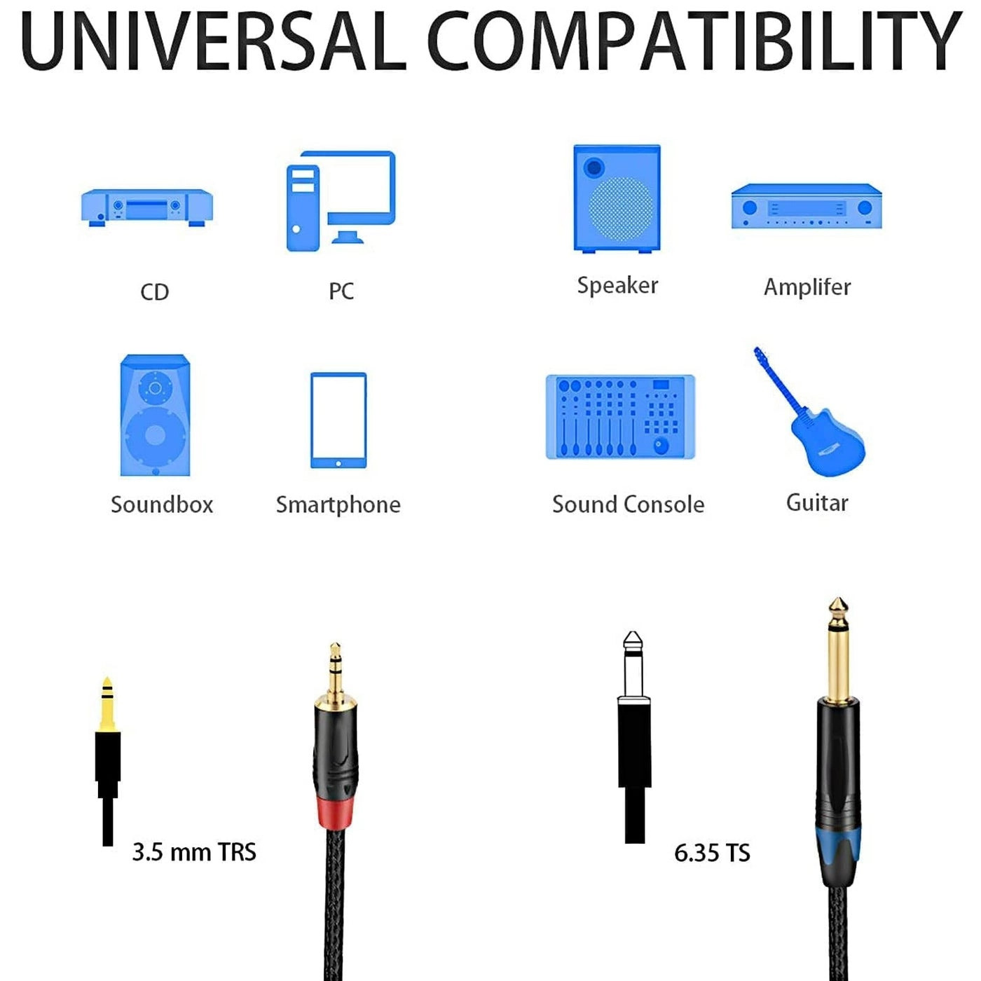 1/8 to 1/4 Stereo Audio Cable - 3.3 ft