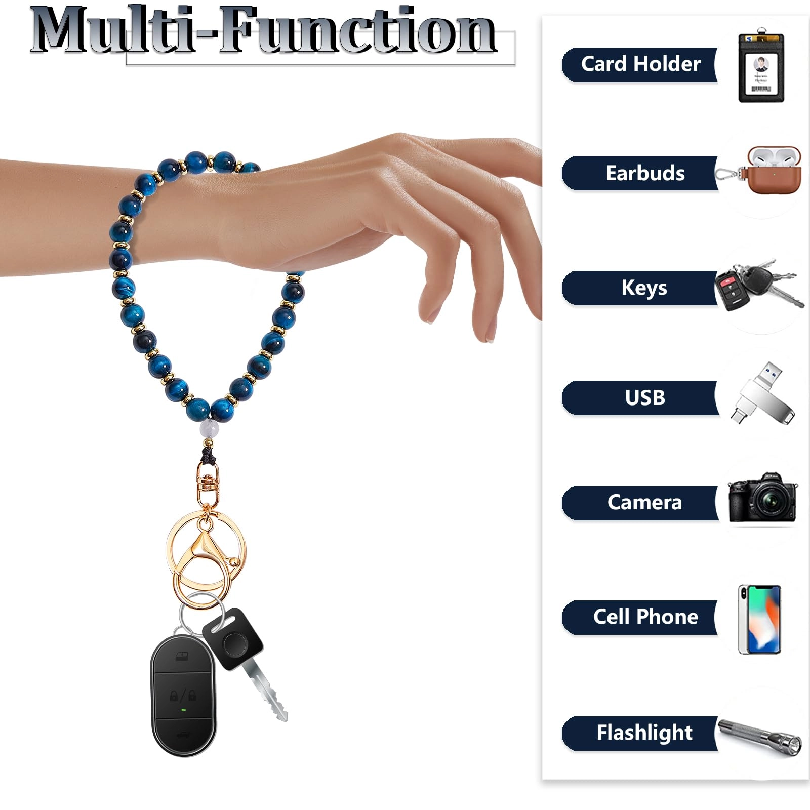 Beaded Keychain Wristlet - crystal keychain