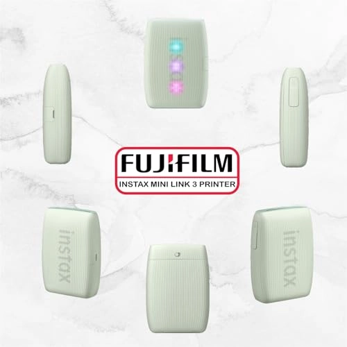 INSTAX MINI LINK 3 + Instax Mini Film - 40 Sheets + Instax Mini LINK 3 Protective Case - Green + Camera and Lens Cleaning Cloth