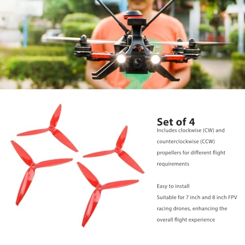 180dkxuwa2-11 - 4pcs Three-Blade Polycarbonate Red 7" 8" FPV