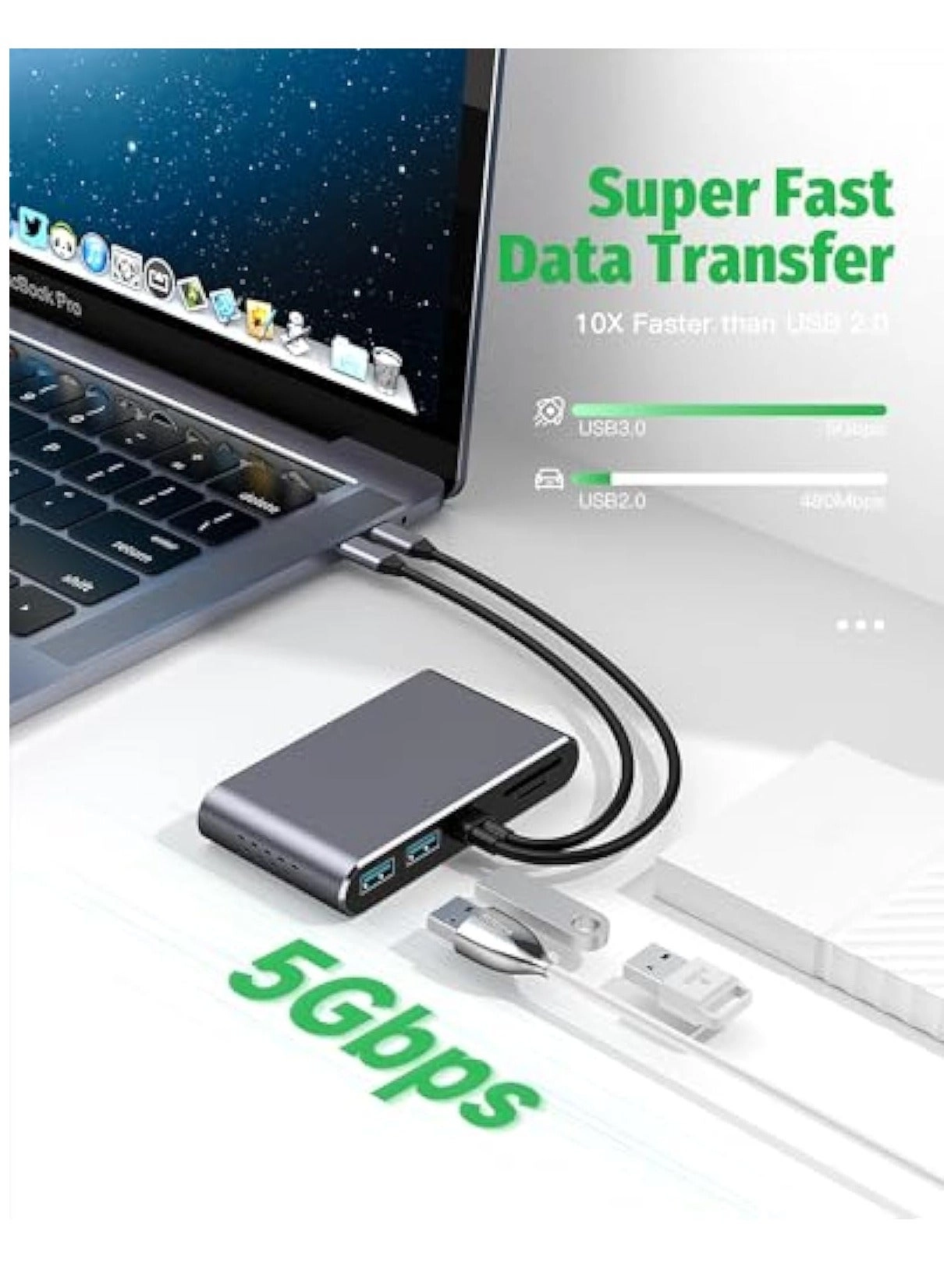 USB C Docking Station - 4K Triple Display 100W PD USB3.0