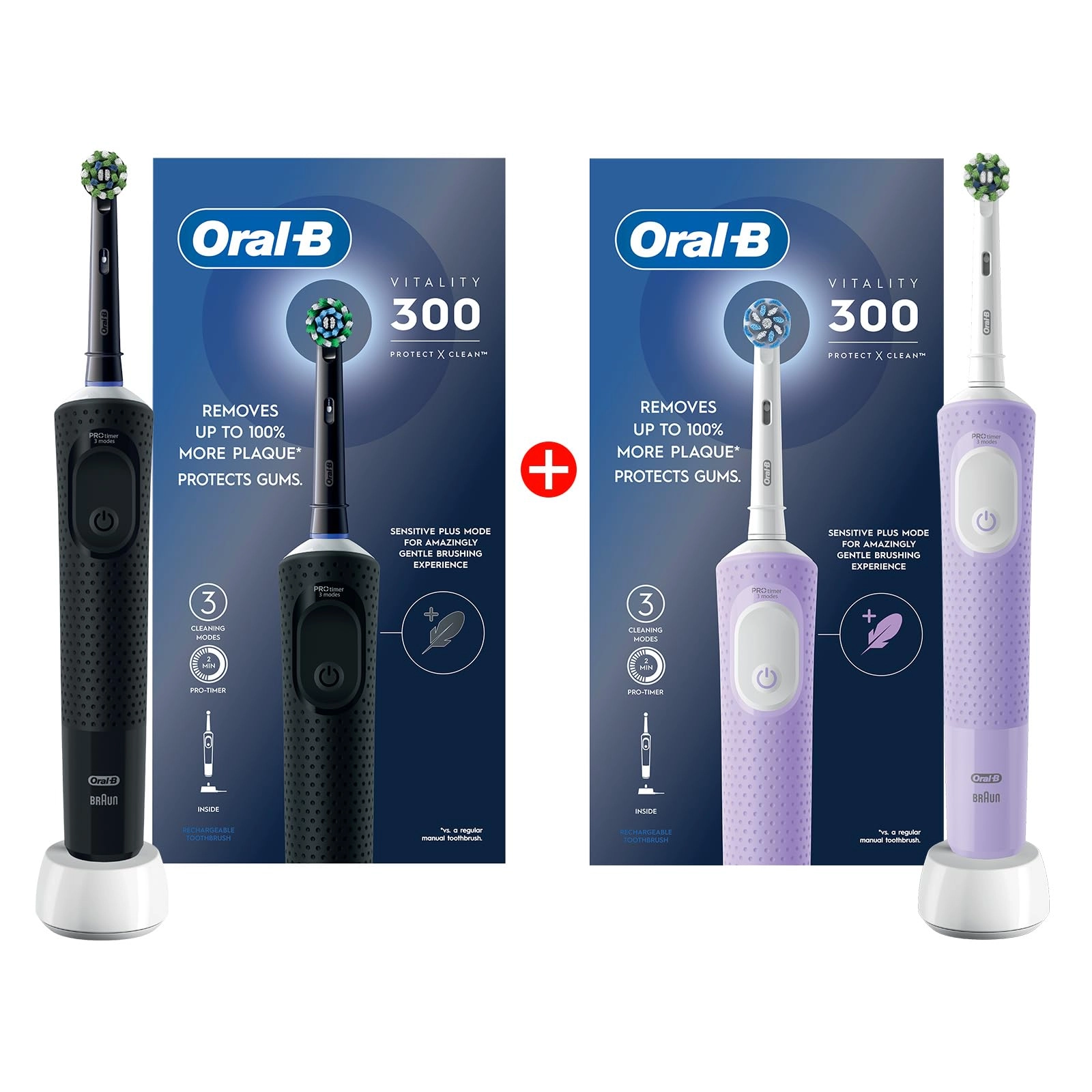 Vitality D300 - 3 cleaning modes 2-minute timer Black