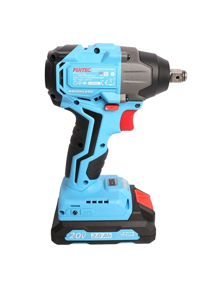 Cordless Brushless Impact Wrench - 350Nm 1/2”+1/4” Internal Hexagan