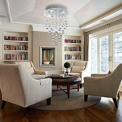 AK-AJ-18087 - Crystal Round Raindrop Chandelier 14 inch x 20 inch 4 GU10