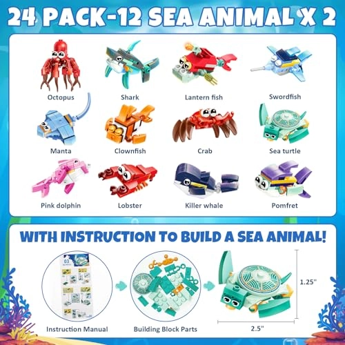 Marine Animal Building Blocks - 24pcs