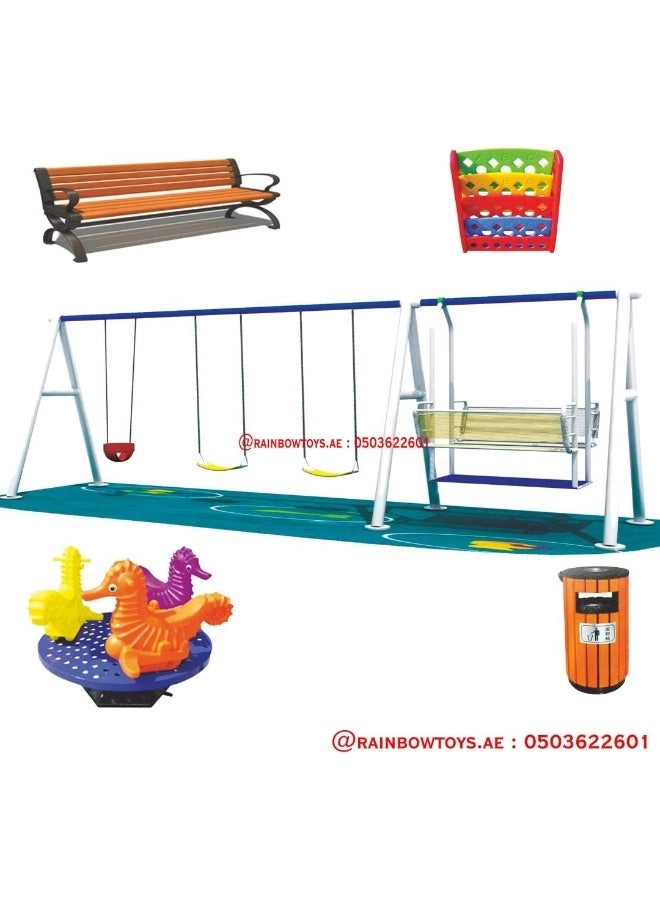 Multi Purpose Kids Outdoor Playing Equipments - 770x320x280cm 2+ Years