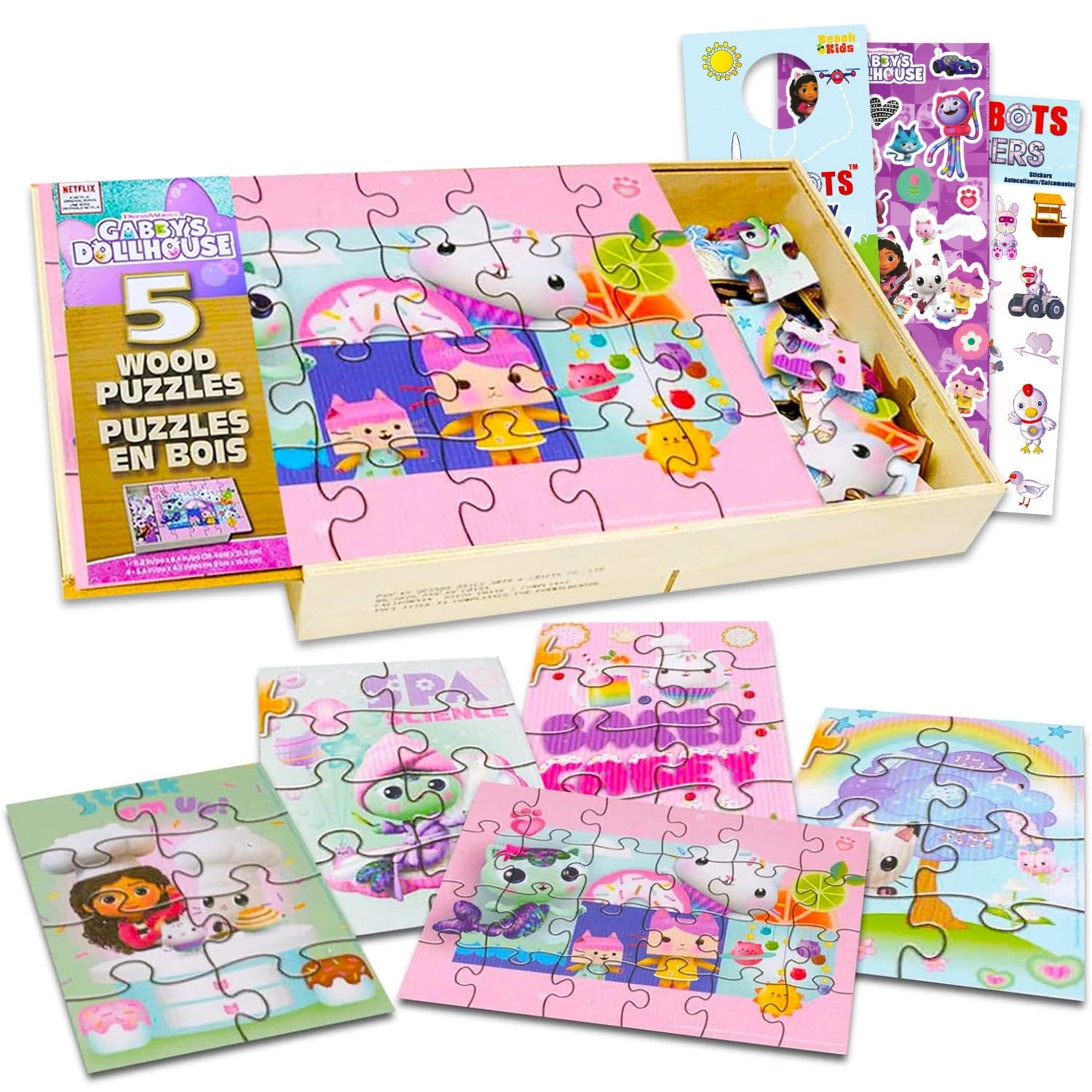 DreamWorks Gabby's Dollhouse Wooden 5-in-1 Puzzle - 48 pcs