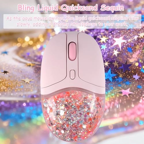 Aqua Mouse with Liquid Quicksand Sequins - Bluetooth USB