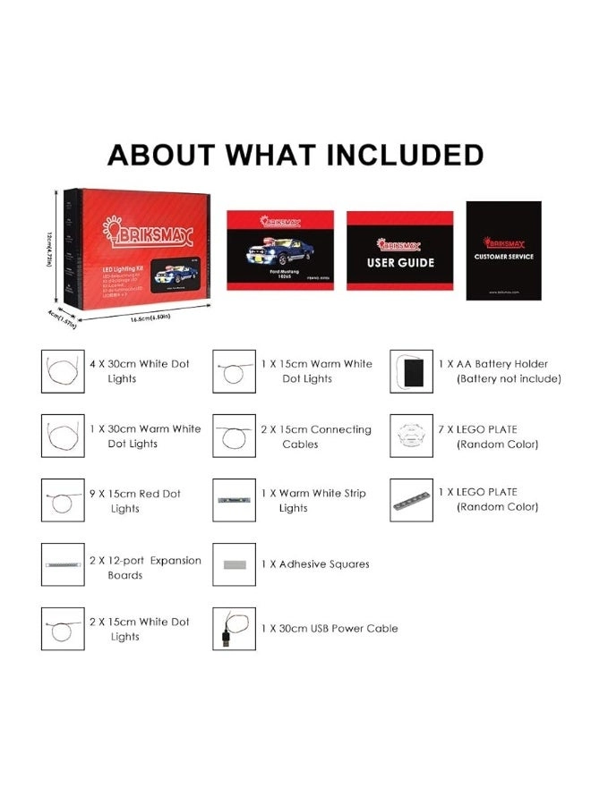 Led Lighting Kit for Ford Mustang - for LEGO 10265