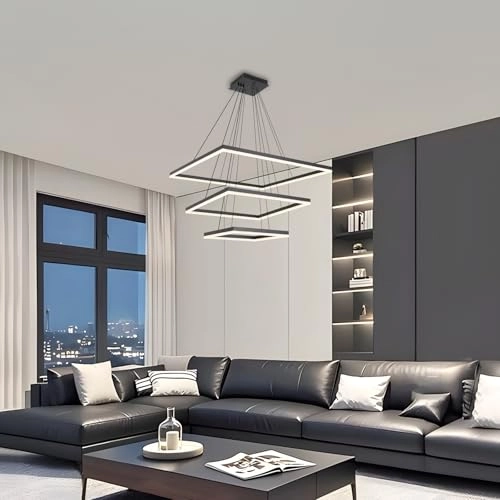 Modern LED 3-Square Chandelier - 3000K-6000K Dimmable